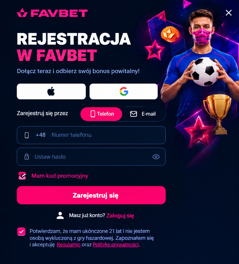 Formularz rejestracyjny konta gracza